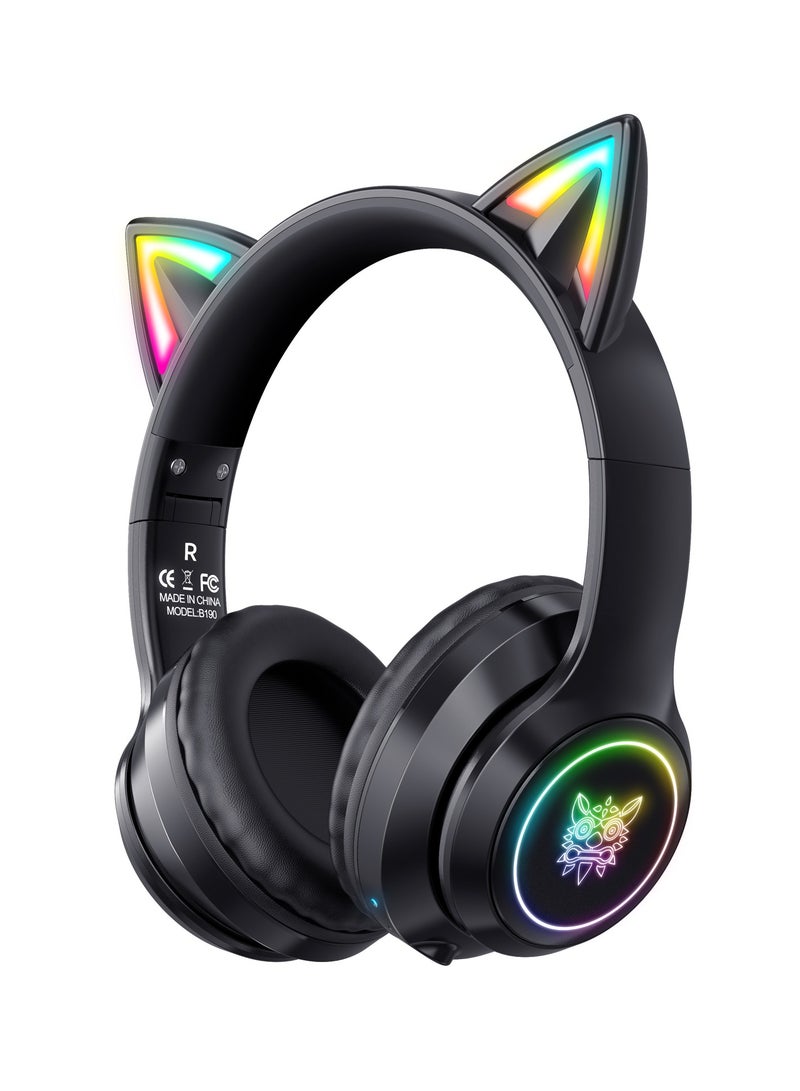 onikuma B90 Bluetooth Cat Ear Headphones For Kids Wireless & Wired Mode Foldable Headset With Mic RGB LED Light - Image 1