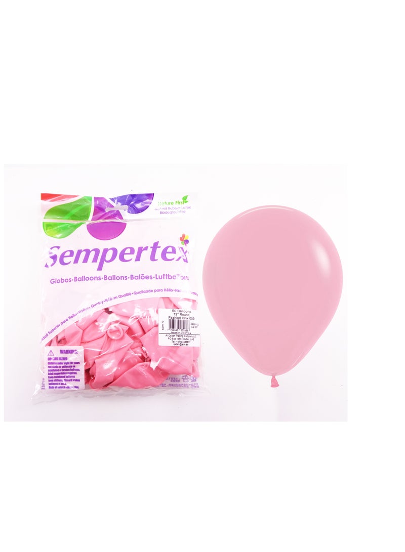 Sempertex 50 pcs,12" inch Round Balloons Pink - Image 3