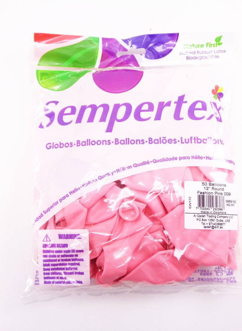 Sempertex 50 pcs,12" inch Round Balloons Pink - Image 2