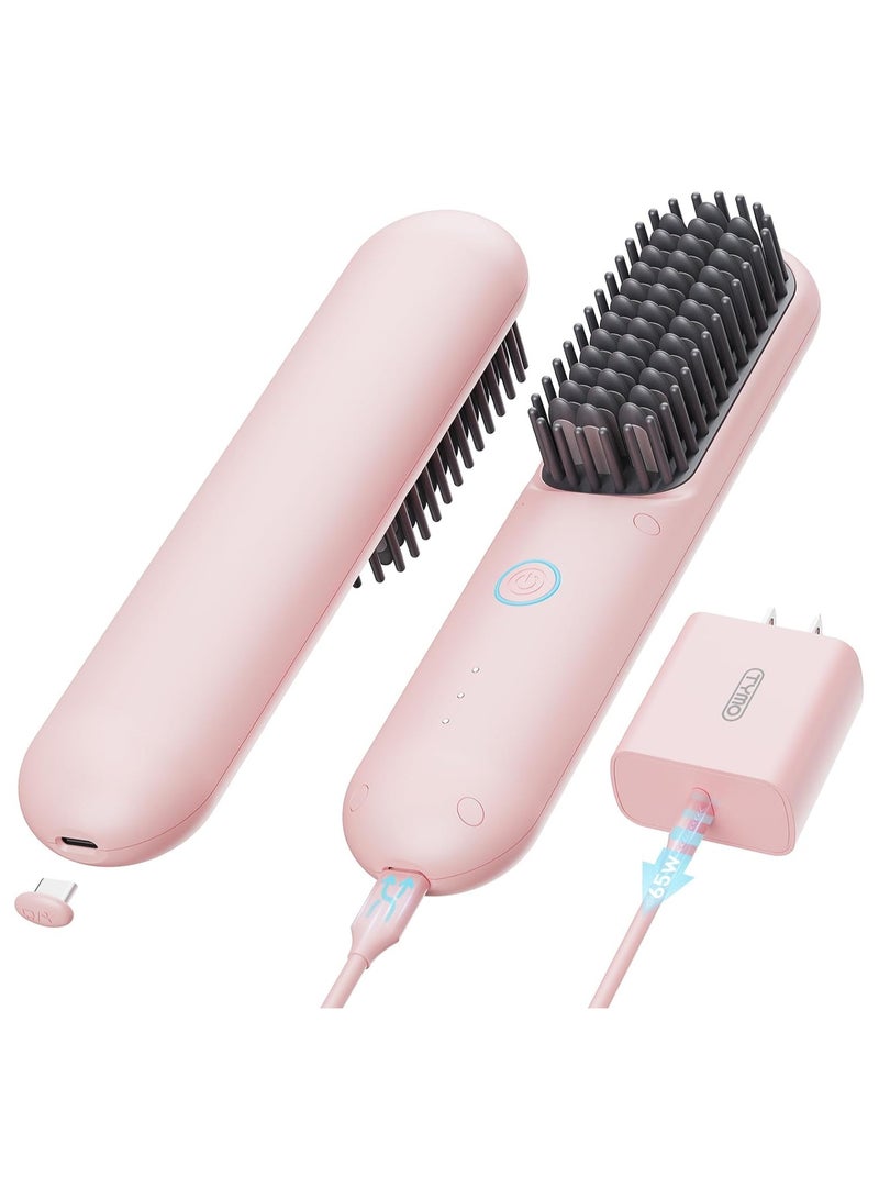 تايمو فرشاة تمليس الشعر اللاسلكية من تيمو بورتا برو، وضع الطاقة المزدوج، وردي - Image 1