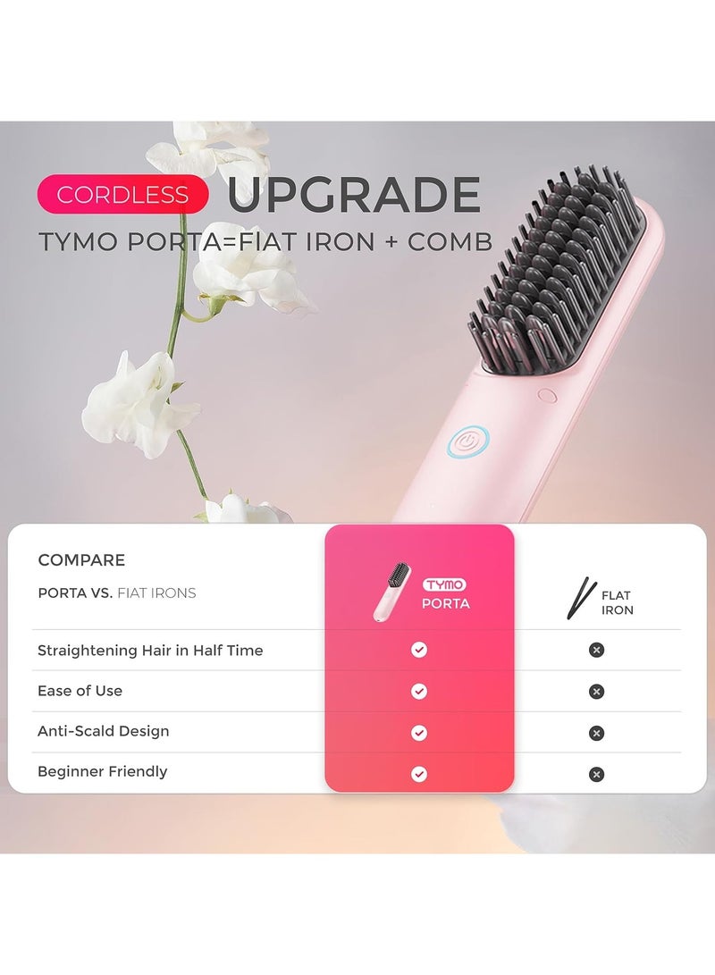 تايمو فرشاة تمليس الشعر اللاسلكية من تيمو بورتا برو، وضع الطاقة المزدوج، وردي - Image 3