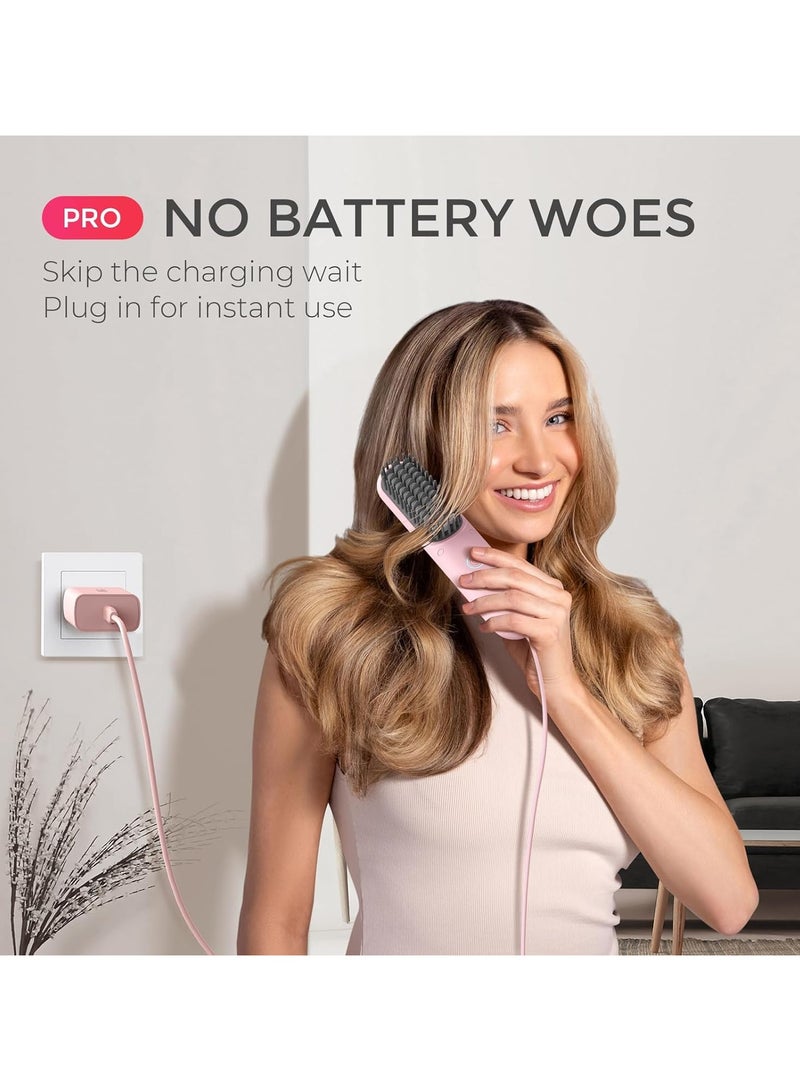 تايمو فرشاة تمليس الشعر اللاسلكية من تيمو بورتا برو، وضع الطاقة المزدوج، وردي - Image 4