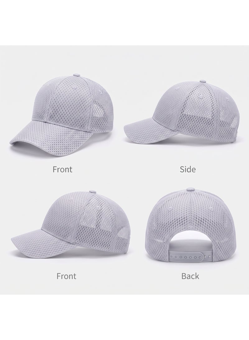 IceZone Breathable Mesh Baseball Cap, Adjustable, White/Light Grey - Image 3