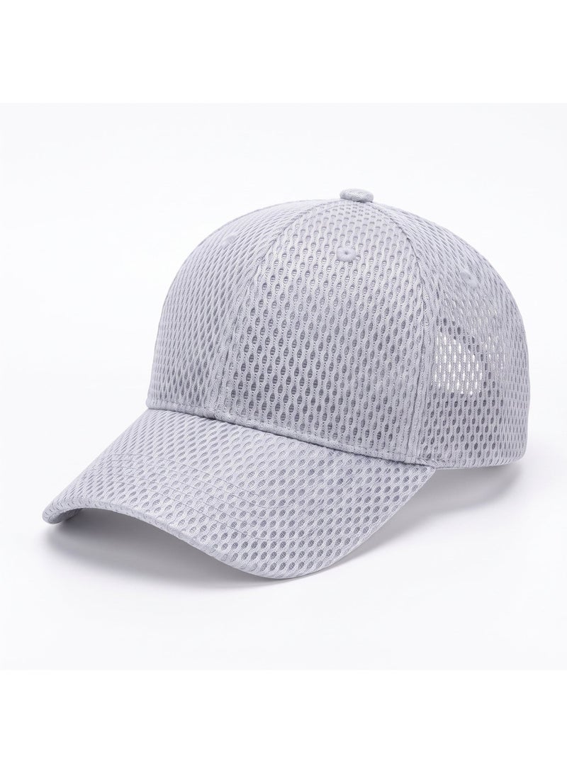 IceZone Breathable Mesh Baseball Cap, Adjustable, White/Light Grey - Image 1