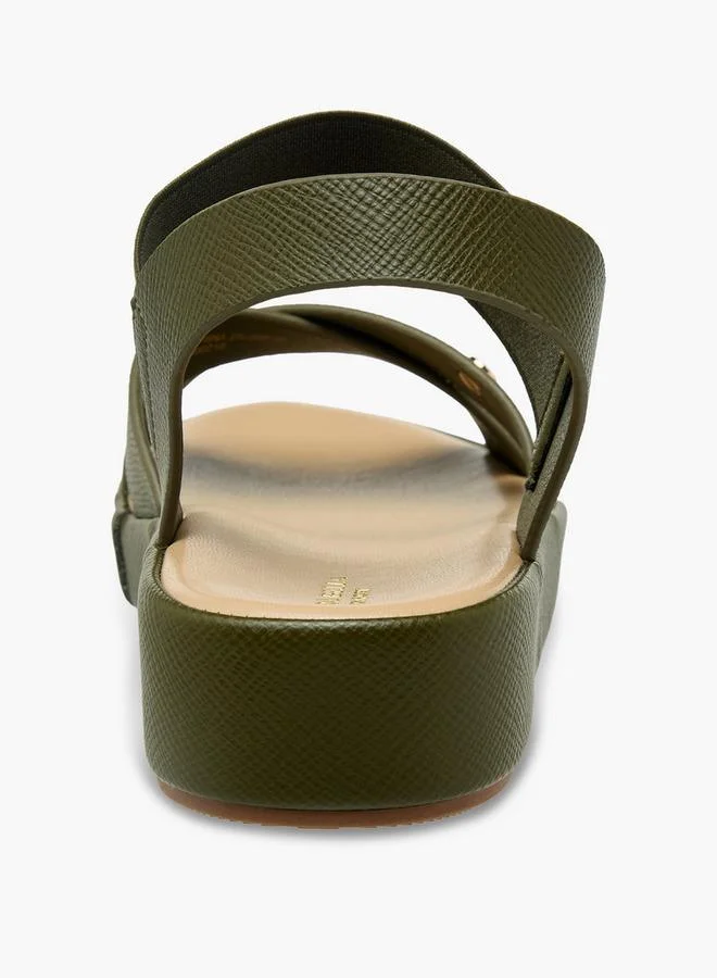 Flora Bella By Shoexpress OLIVE Flora Bella Women Textured Cross Strap Sandals for Women | Best Price UAE