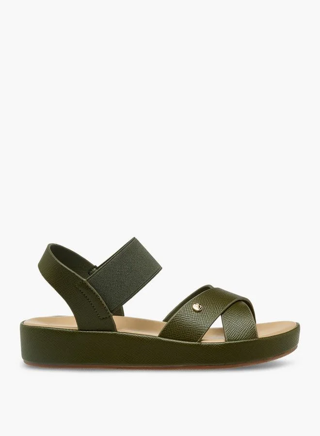 Flora Bella By Shoexpress OLIVE Flora Bella Women Textured Cross Strap Sandals for Women | Best Price UAE