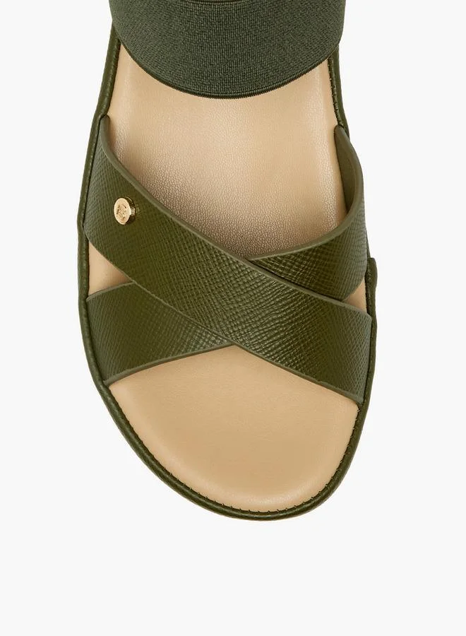 Flora Bella By Shoexpress OLIVE Flora Bella Women Textured Cross Strap Sandals for Women | Best Price UAE