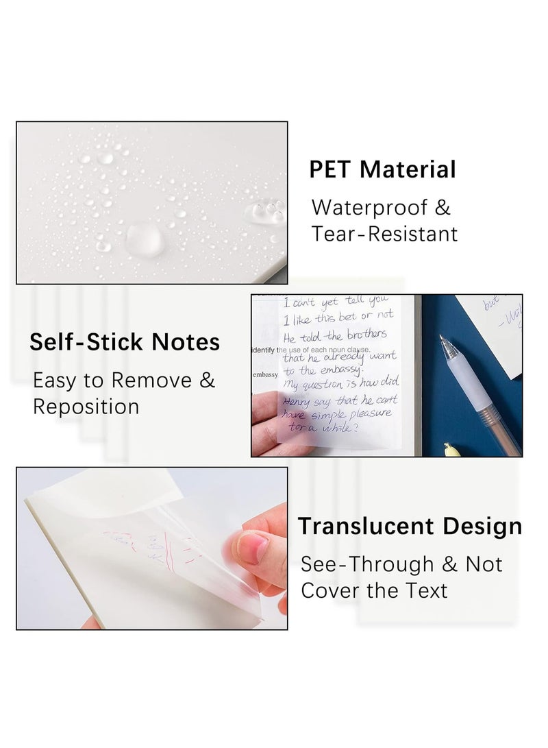 Loquat 12 Packs 600 Sheets Transparent Sticky Notes Pads，Waterproof Self-Adhesive Memo Papers Memo Message Reminder - Image 3