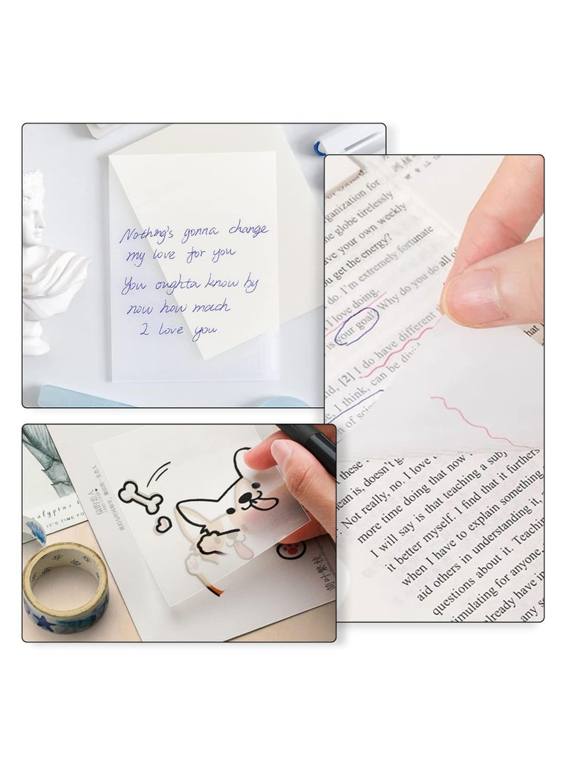 Loquat 12 Packs 600 Sheets Transparent Sticky Notes Pads，Waterproof Self-Adhesive Memo Papers Memo Message Reminder - Image 4