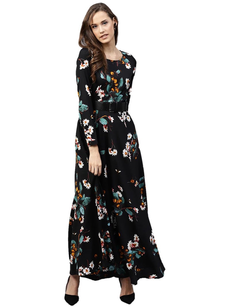 LACOSSI Women Dress| Dresses || Suitable for Summer |Every Occation .One Piece Dress for Women Long Dresses New Occation 2025 (in, Alpha, S, Regular, Standard, Riya Black) - Image 1