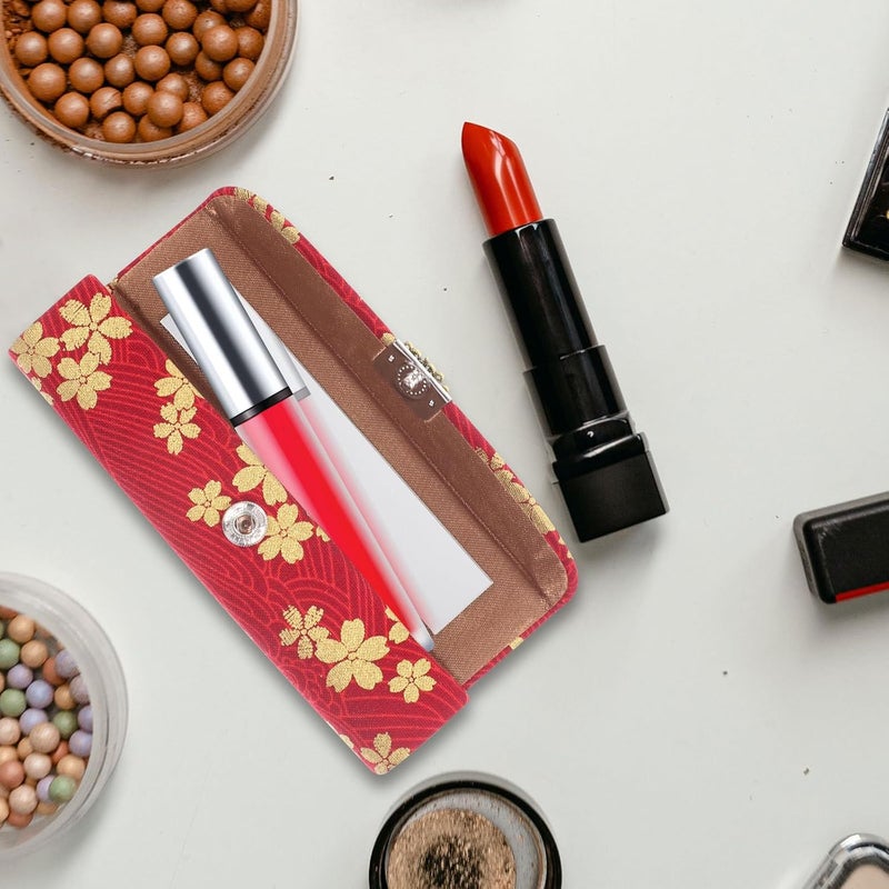 Women’s Lipstick Case and Lip Gloss Holder with Mirror, Vintage Floral Portable Cosmetic Storage Box for Travel and Purse, Delicate Design - Image 3
