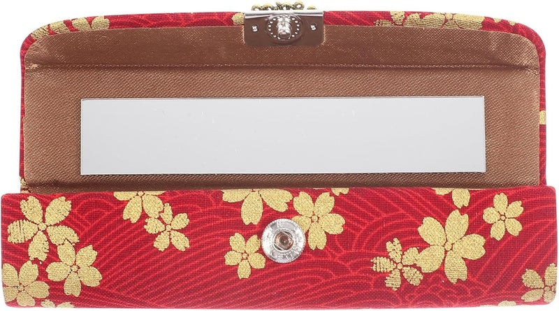 Women’s Lipstick Case and Lip Gloss Holder with Mirror, Vintage Floral Portable Cosmetic Storage Box for Travel and Purse, Delicate Design - Image 1