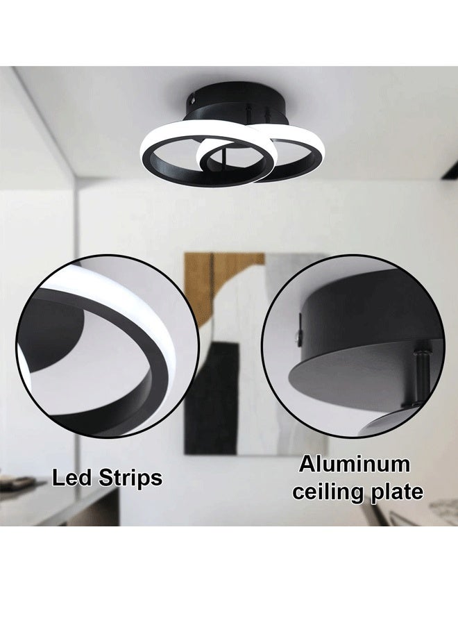 XiuWoo Black Led Hallway Light Fixtures,Modern Led Ceiling Light Fixtures,Close to Ceiling Lights for Hallway Bedroom Bathroom Kitchen Balcony Ceiling Lamp (Black) - Image 4
