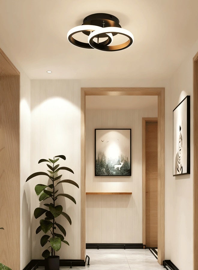 XiuWoo Black Led Hallway Light Fixtures,Modern Led Ceiling Light Fixtures,Close to Ceiling Lights for Hallway Bedroom Bathroom Kitchen Balcony Ceiling Lamp (Black) - Image 1