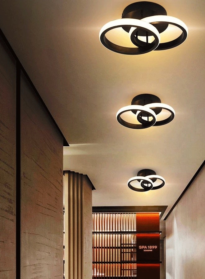 XiuWoo Black Led Hallway Light Fixtures,Modern Led Ceiling Light Fixtures,Close to Ceiling Lights for Hallway Bedroom Bathroom Kitchen Balcony Ceiling Lamp (Black) - Image 5