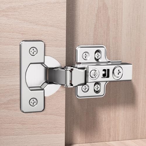 Luokim 2pcs Professional Grade Inset Soft Close Cabinet Hinges, Frameless Concealed European Style with Four-Hole Clip-On Mounting Plate and Screws, Nickel Plated Finish - Image 2
