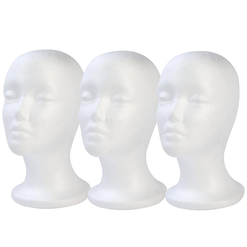 BALABALA 3 Pcs Foam Wig Head Female Styrofoam Mannequin Hairpieces Stand Holder Cosmetics Model Head Wig Display for Style Model Display Hair Hats Hairpieces Mask  Salon and Travel