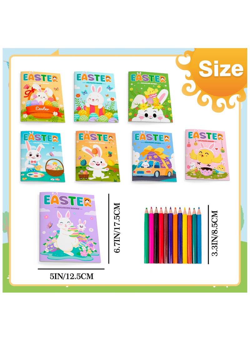 Easter Coloring Books Bulk, 24 Pcs Easter Mini Coloring Books Easter Coloring Book + 12 Pcs Easter Party Color Pencils for Easter Party Decorations Favors - view 3