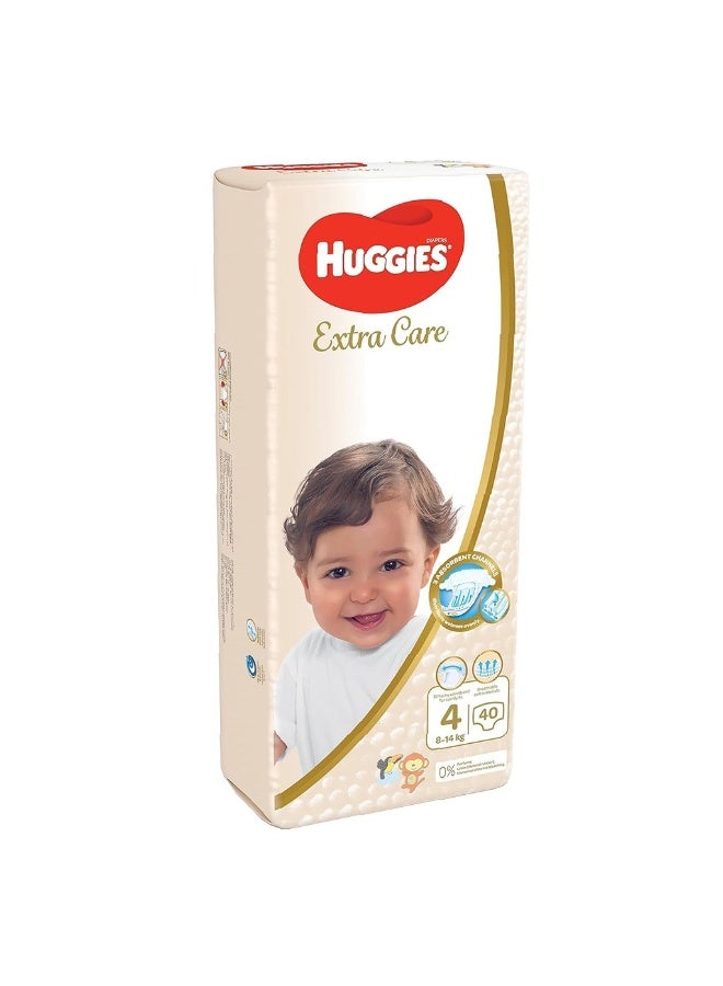HUGGIES حفاضات الأطفال الإضافية، الحجم 4، 8-14 كجم، عبوة من 40