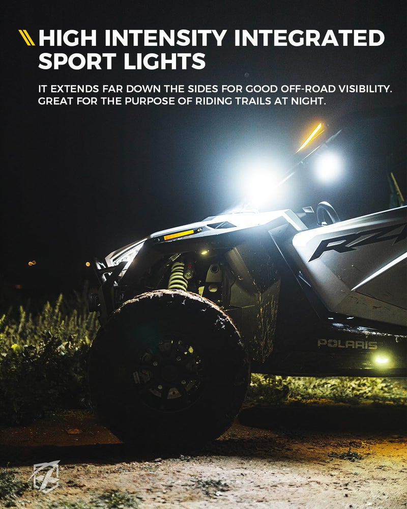 Xprite Xprite UTV LED Side Rear View Mirrors Light Aluminum w/Puddle Lights, Fits 1.75"-2 Inch Roll Cage Bar for Polaris RZR Pioneer, SXS, Can-Am X3, Kawasaki Teryx Mule, Yamaha Rhino Wolverine  - Image 3