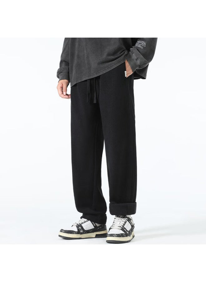 Mark Fairwhale Chenille Curved Blade Pants Men New Warm Thickened Fleece Casual Pants Black XL - Image 5