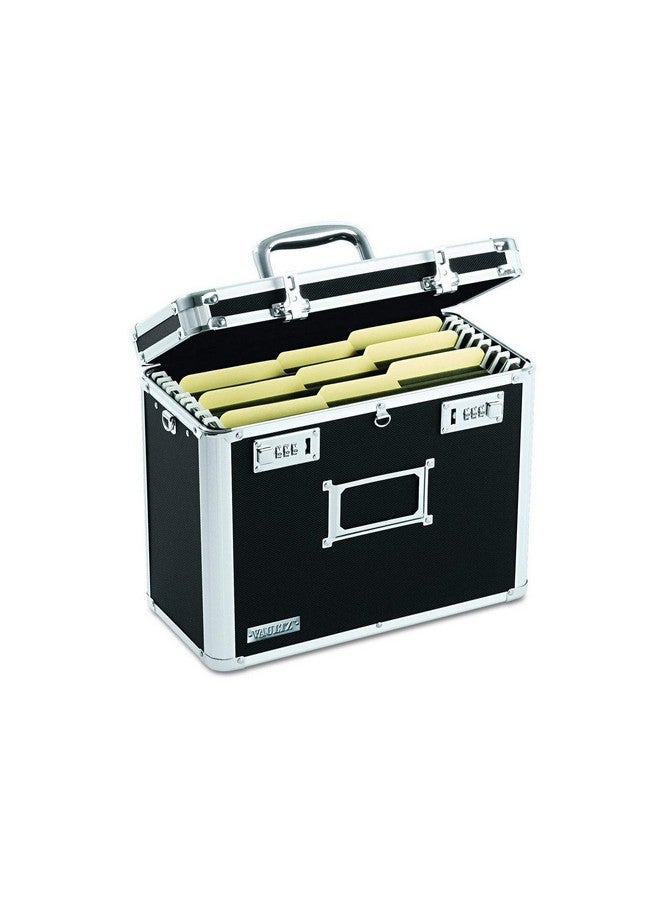 فولتز صندوق تخزين منظم الملفات، مقاس 14 × 7 × 12.19 بوصة، حقائب تخزين محمولة بقفل مع أقفال مزدوجة لحفظ مستندات المكتب باللون الأسود - Image 3