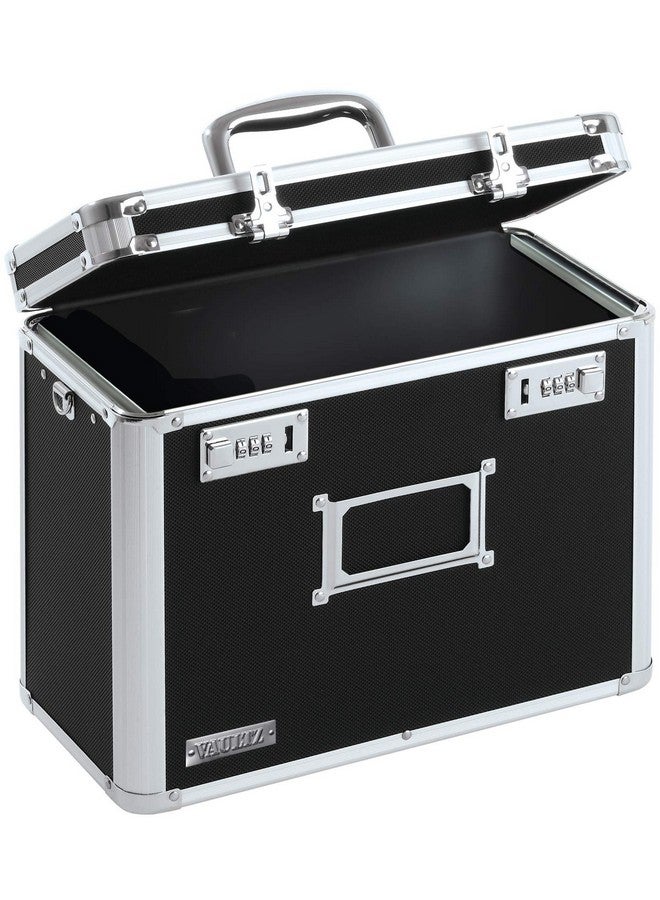 فولتز صندوق تخزين منظم الملفات، مقاس 14 × 7 × 12.19 بوصة، حقائب تخزين محمولة بقفل مع أقفال مزدوجة لحفظ مستندات المكتب باللون الأسود - Image 2