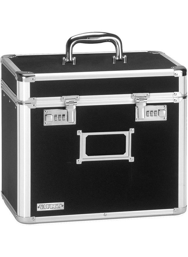 فولتز صندوق تخزين منظم الملفات، مقاس 14 × 7 × 12.19 بوصة، حقائب تخزين محمولة بقفل مع أقفال مزدوجة لحفظ مستندات المكتب باللون الأسود - Image 1