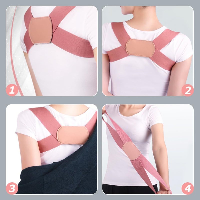 Pink Adjustable Invisible Posture Corrector Back Brace for Adults Hunchback Relief - Image 4