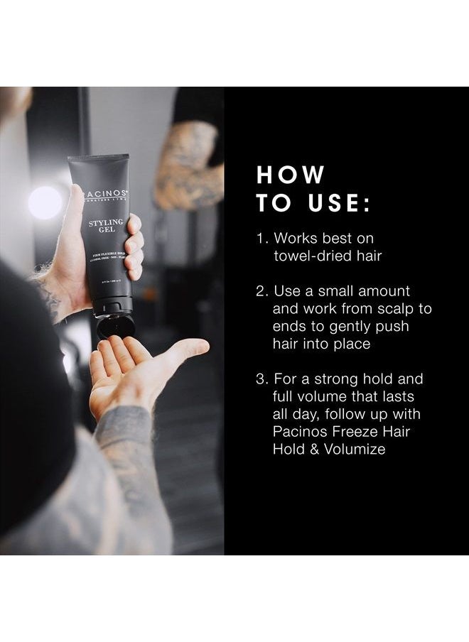 Pacinos - Styling Gel - Medium Shine All Day Hold, Conditions and Moisturizes Hair while Adding Volume and Texture, No Dry Flakes or Residue, All Hair Types, 8 fl. oz. - Image 1