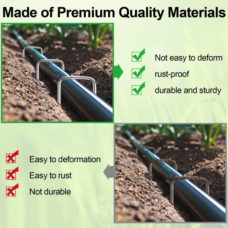 Oligei 24 Pack Garden Stakes, U-Shaped Tent Stakes, Galvanized Landscape Staples, Ground Stakes, for Landscaping Securing Weed Barrier Fabric, Irrigation Tubing, Holding Fence, Tarpaulin - Image 4