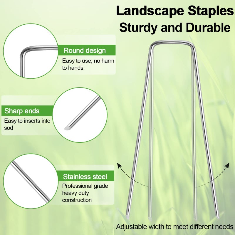 Oligei 24 Pack Garden Stakes, U-Shaped Tent Stakes, Galvanized Landscape Staples, Ground Stakes, for Landscaping Securing Weed Barrier Fabric, Irrigation Tubing, Holding Fence, Tarpaulin - Image 2