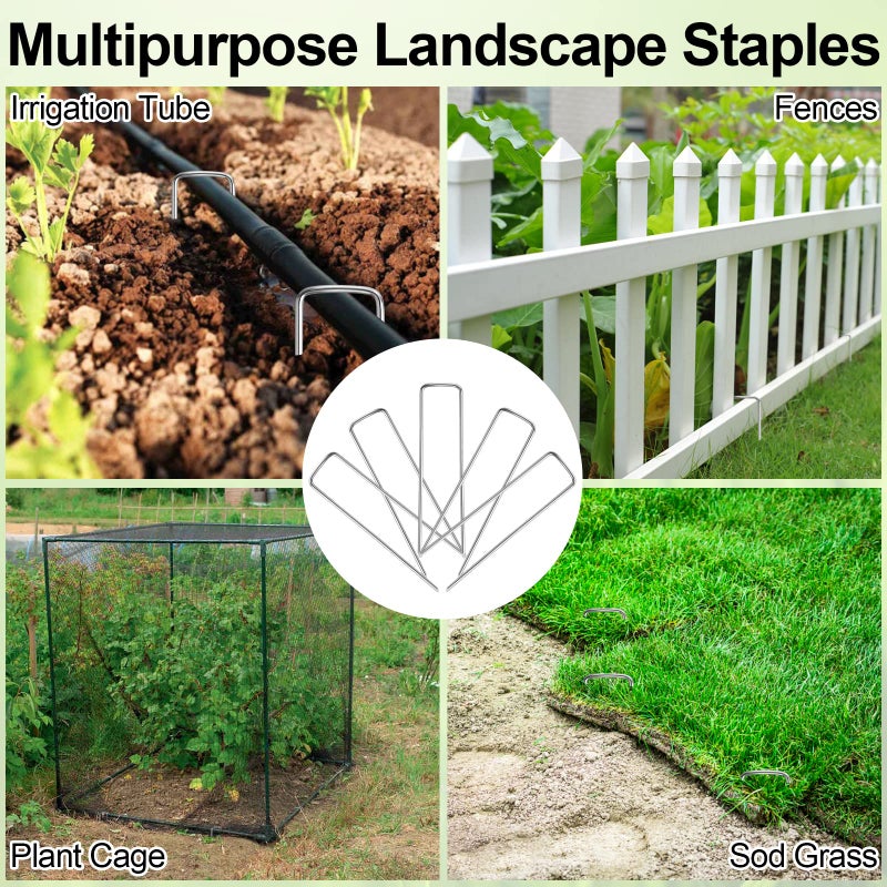 Oligei 24 Pack Garden Stakes, U-Shaped Tent Stakes, Galvanized Landscape Staples, Ground Stakes, for Landscaping Securing Weed Barrier Fabric, Irrigation Tubing, Holding Fence, Tarpaulin - Image 5