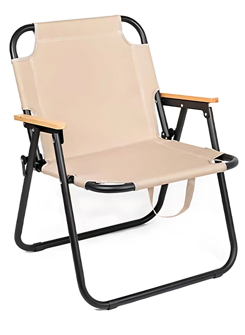 Manful Portable Folding Camping Chair Beige, Lightweight Folding Chair for Outdoor Enthusiasts, Folding Chair for Every Adventure, Folding Camping Chair for Travel and Leisure  - Image 1