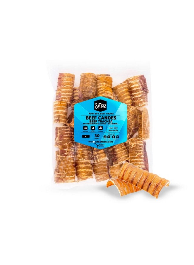 Sitka Farms Beef Trachea Canoes 3" Split Trachea - 30 Count - 100% Natural Source of Glucosamine & Chondroitin - High Protein Premium Dog Treat for Small Medium & Large Dogs - Image 1