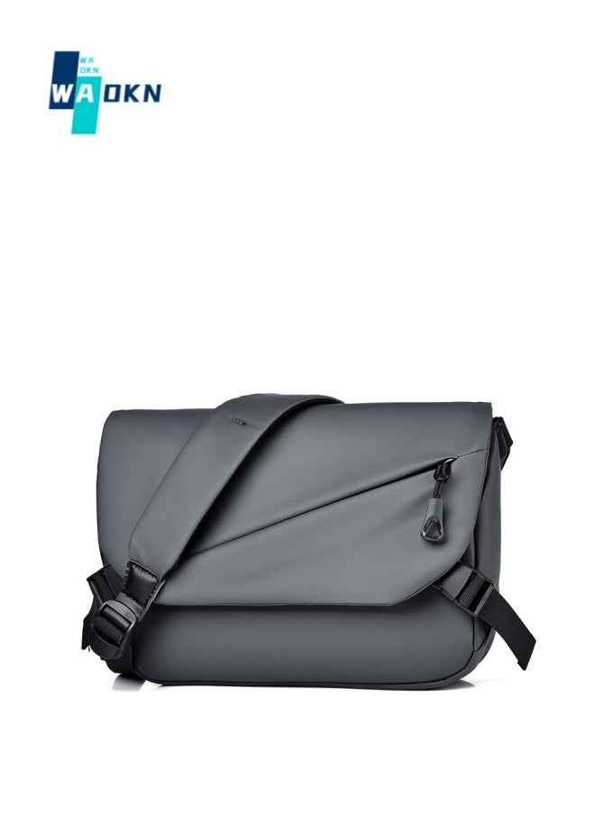 WAOKN - Men's Outdoor Shoulder Bag, Boys Large Capacity Waterproof Crossbody Bag Messenger Bag, Outdoor Leisure Handbag Carrying Bag for College Students and Teens (Grey) - Image 1