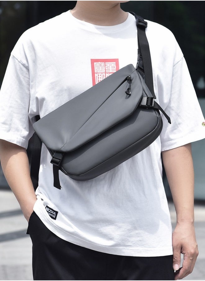 WAOKN - Men's Outdoor Shoulder Bag, Boys Large Capacity Waterproof Crossbody Bag Messenger Bag, Outdoor Leisure Handbag Carrying Bag for College Students and Teens (Grey) - Image 1