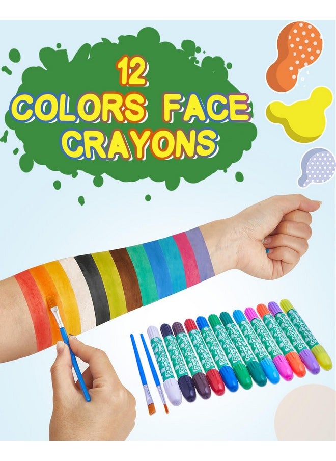 Lictin Face Painting Kits- 12 Colors Twistable Face Paint Crayons, Water Based Face Paint Marker Sticks For Pride Day, Halloween, Christmas, Face Makeup Rainbow Crayons Body Paints Sticks  - Image 2