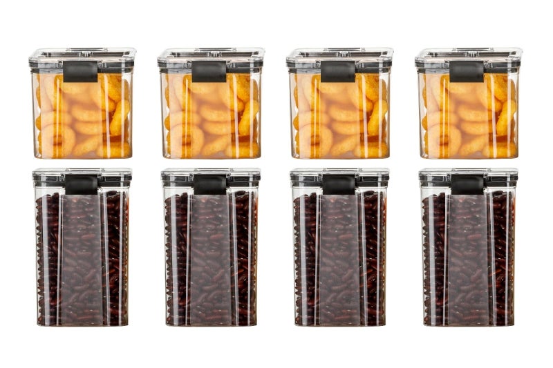 HomeWiz Air-Tight Storage Container Set of 8 (700 ML & 1200 ML) | Transparent Plastic Boxes for Pantry & Kitchen Organization | Multipurpose Kitchen Accessories items for Home | storage box - Image 1