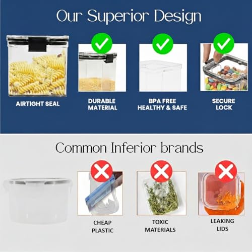 HomeWiz Air-Tight Storage Container Set of 8 (700 ML & 1200 ML) | Transparent Plastic Boxes for Pantry & Kitchen Organization | Multipurpose Kitchen Accessories items for Home | storage box - Image 2
