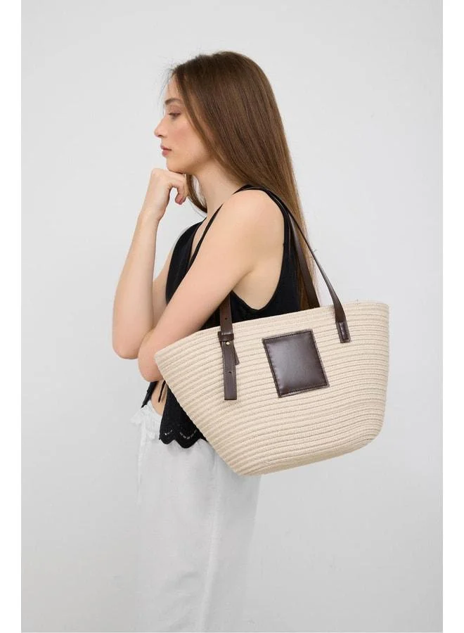 Shule Bags  Vittoria Handmade Straw Bag Cream. for Women | Best Price UAE