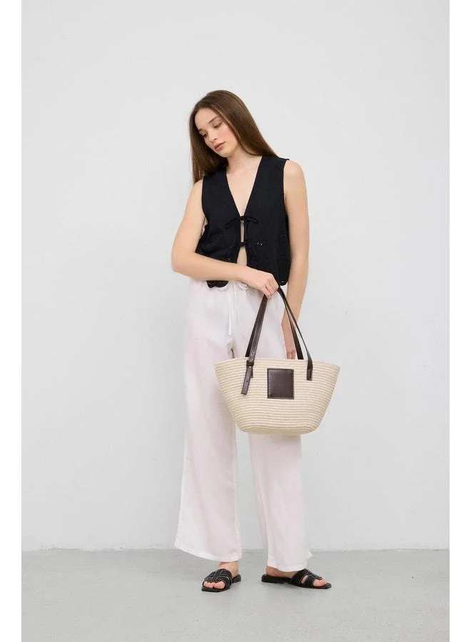 Shule Bags  Vittoria Handmade Straw Bag Cream. for Women | Best Price UAE