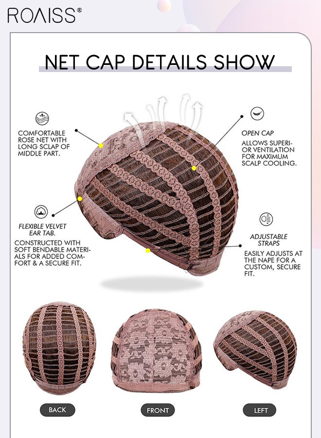 رويس باروكة شعر طويل مستقيم مع غرة للنساء، شعر مستعار صناعي ناعم طبيعي مقاوم للحرارة لحفلات الزفاف والتنكر والارتداء اليومي، بني متدرج، 55 سم (22 بوصة) - Image 5