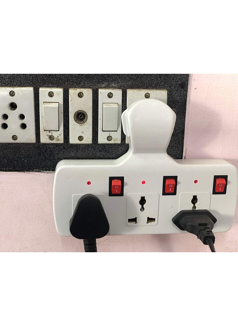 Seaspirit SEASPIRIT 3 PIN Multi Plug with Indicator White and Black,3 Way Switched Adaptor, Universal Plug USB Travel Adaptor (172 White)  - Image 5