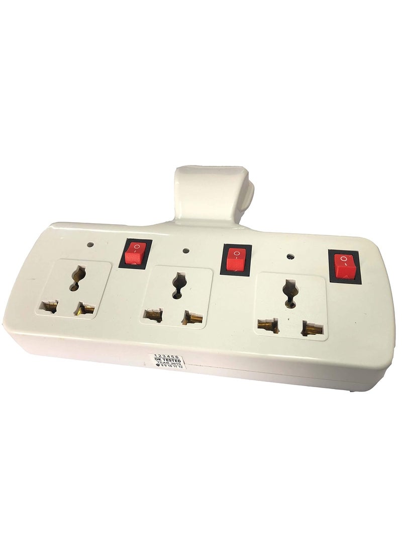 Seaspirit SEASPIRIT 3 PIN Multi Plug with Indicator White and Black,3 Way Switched Adaptor, Universal Plug USB Travel Adaptor (172 White)  - Image 1