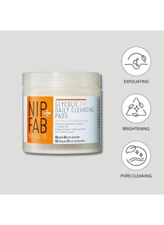 NIP+FAB Nip + Fab Glycolic Acid Fix Daily Cleansing Pads for Face with Hyaluronic Acid, Witch Hazel, Exfoliating Resurfacing AHA Facial Cleanser for Exfoliation Even Skin Tone Brighten Skin, 60 Pads  - Image 4