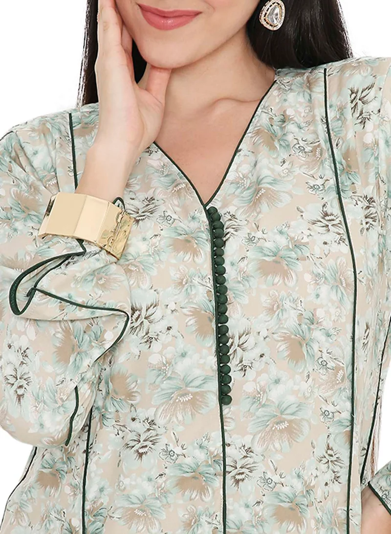 هانا آند سارا MULTICOLOUR PRINTED UNIQUE STYLED ARABIC KAFTAN FARASHA JALABIYA DRESSES