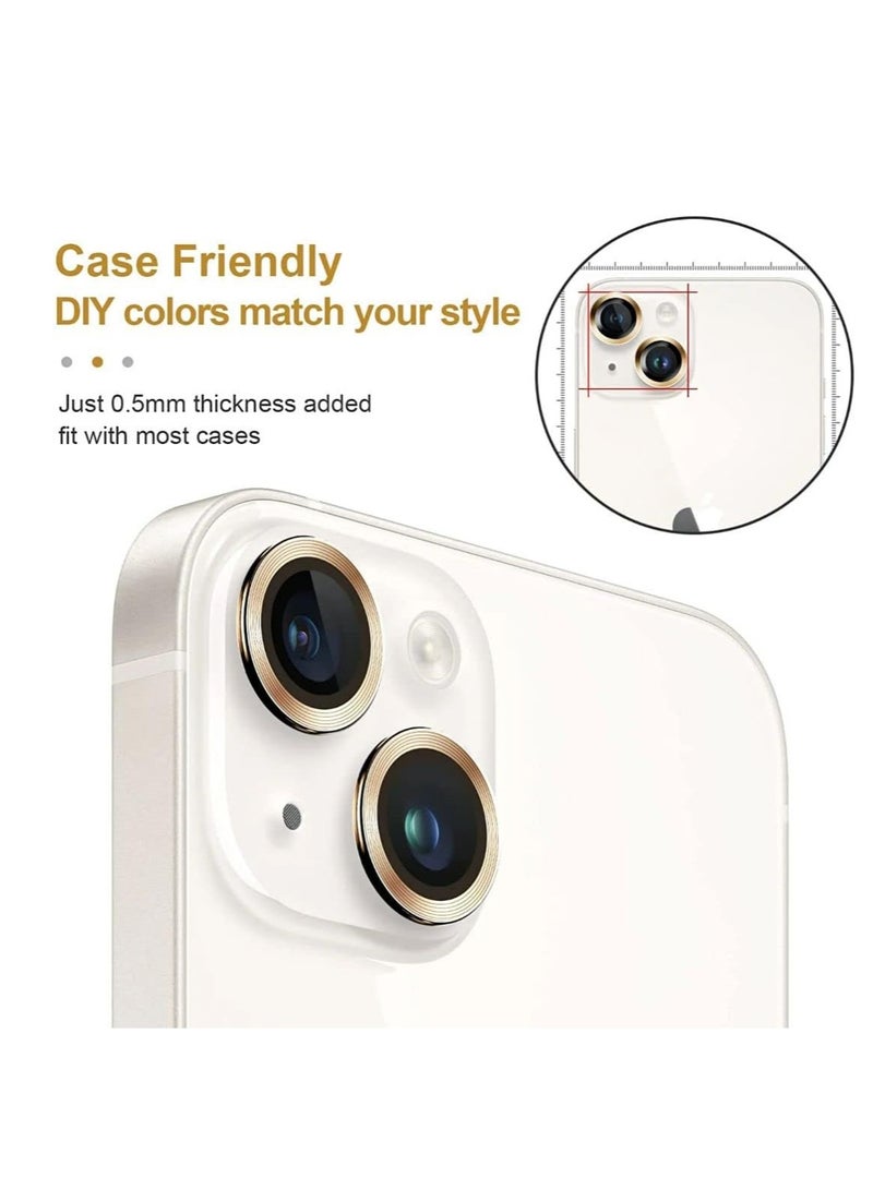 Camera Lens Protector Compatible withiPhone 13/13 mini/14/14 plus/15/15 plus | Impact Protection - High Clarity and Scratch/Fingerprint Resistant 9H Tempered Glass with Aluminum Trim (pink)  - Image 2
