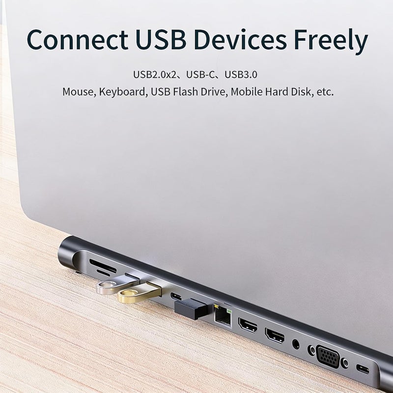 USB C Docking Station Multiport Expansion Device with RJ45 4K Output Laptop Stand USB C Adapter Dock Multiport - Image 4