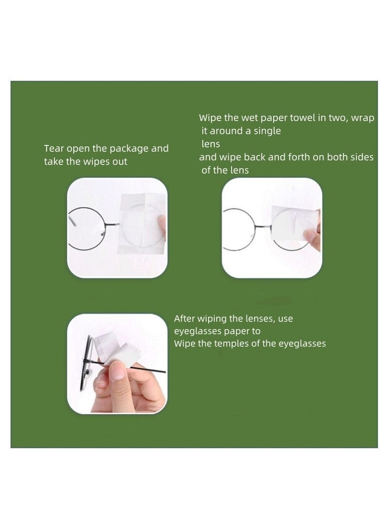 Eyeglasses Wipes 100, Multi-Purpose Eyeglasses Cleaning Wipes, Anti Fog Wipes for Glasses,Extra Thick, Pre-Moistened and Quick Drying, Lndividually Wrapped, For All Types of Eyeglasses and Electronic Screens Remove Dust Degrease Trace Free - Image 2